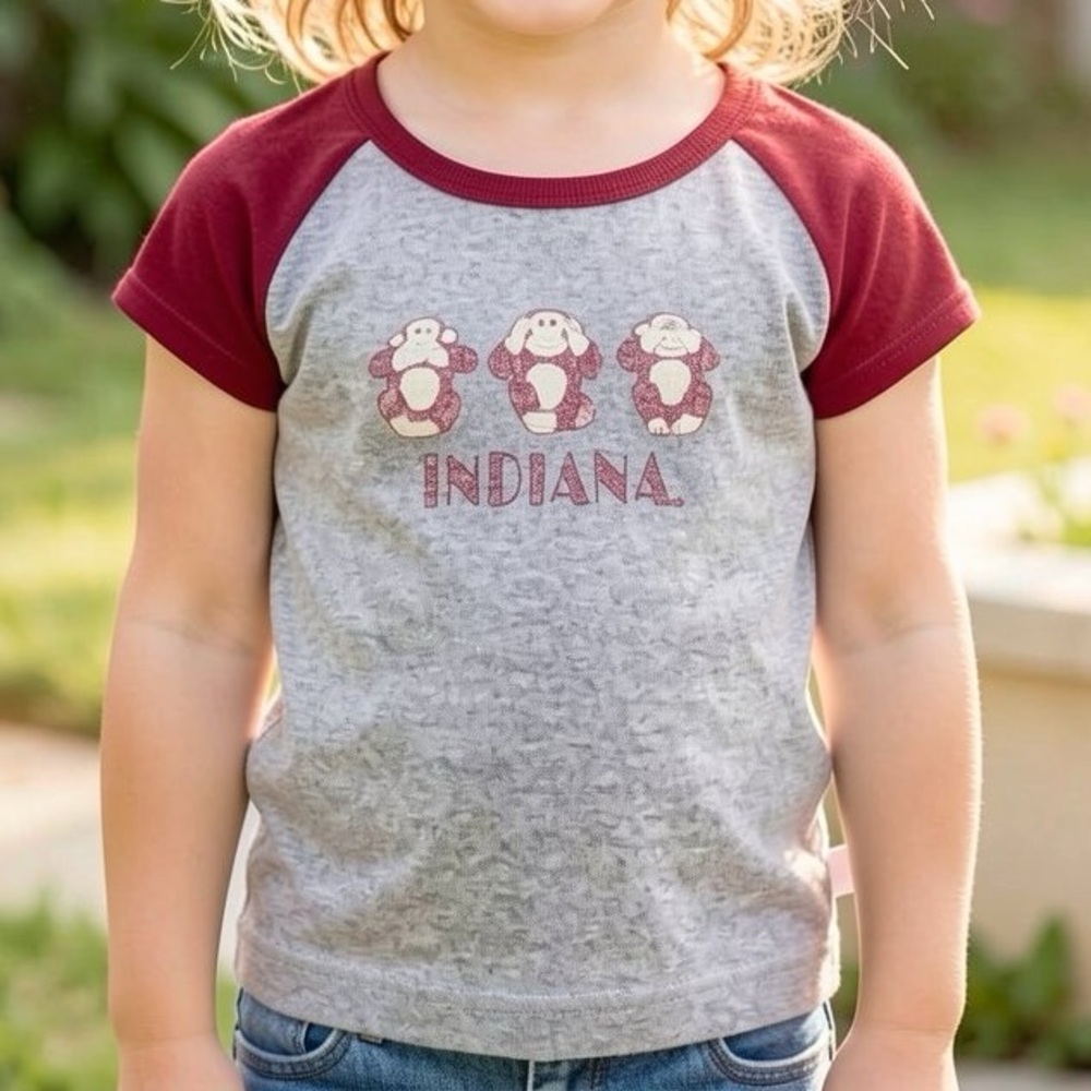 Indiana University XS Monkey Raglan Tee! EUC!